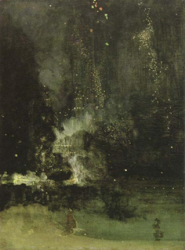 James Mcneill Whistler nocturne in black and gold the falling rocket